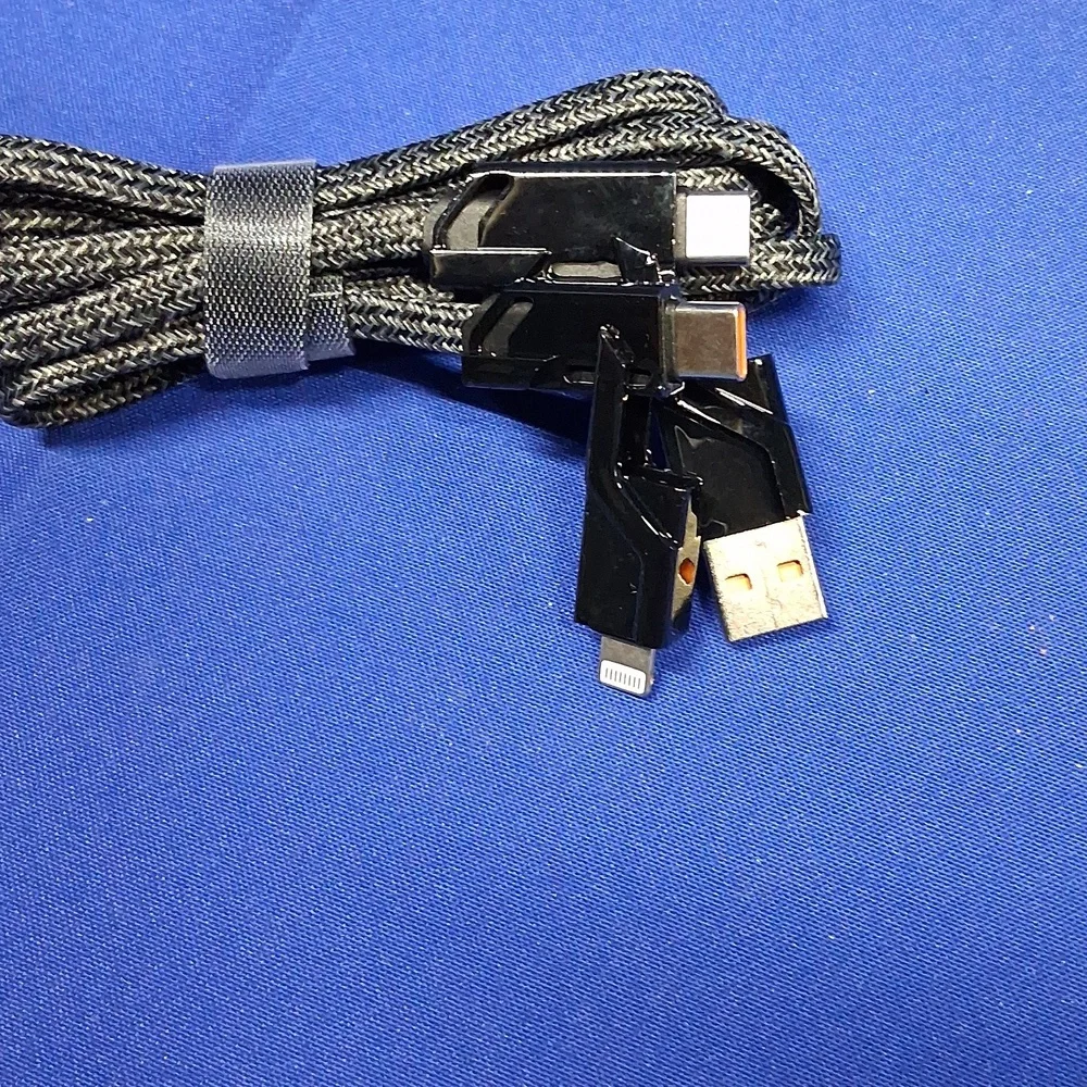 NWT 4-in-1 60W Fast-Charging Cable – Lightning, USB-C, Micro-USB 1m Cord